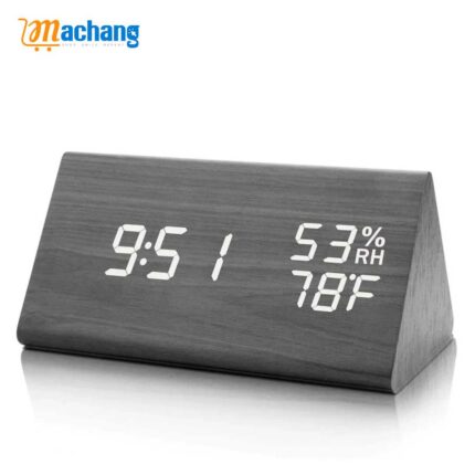 Triangle Wooden Style Digital Led Clock