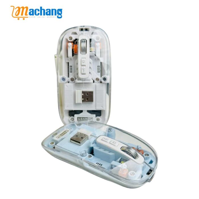 GearUP WM30 Transparent Crystal 2.4G + Bluetooth Magnetic Wireless Mouse - Image 3