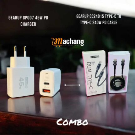 GearUP 45W Fast PD Charger + 240W PD Cable Combo